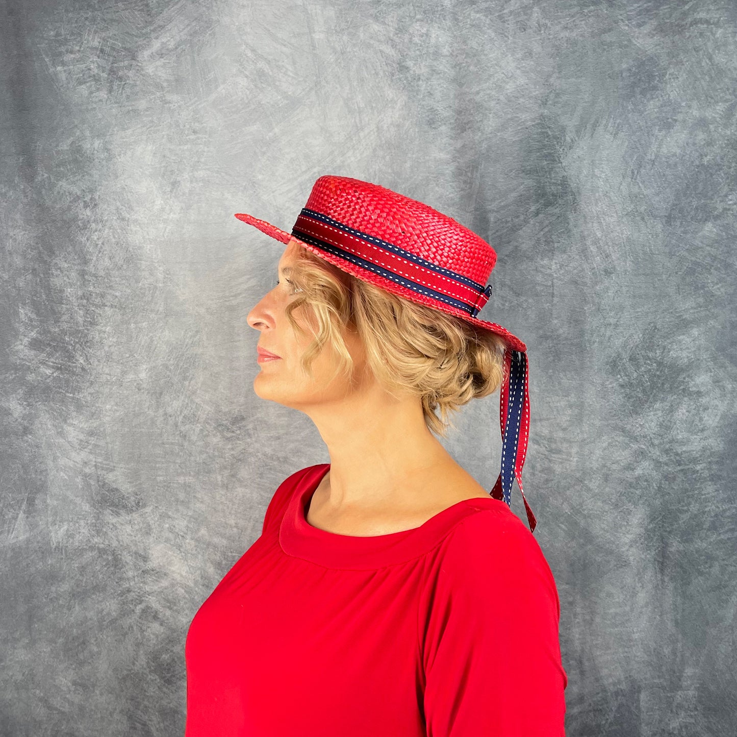 Red Straw Boater